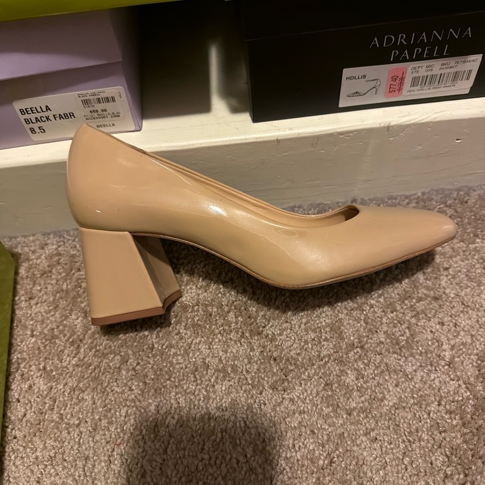 Gianni Bini Nude Patent Block Heel Pumps – Size 8.5